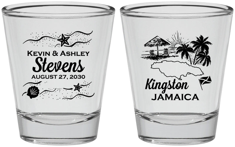 Personalized Wedding Shot Glasses - Jamaica | 531