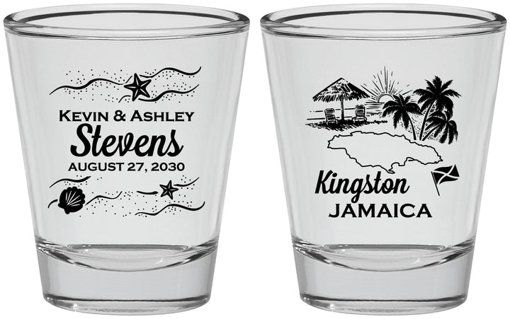 Personalized Wedding Shot Glasses - Jamaica | 531