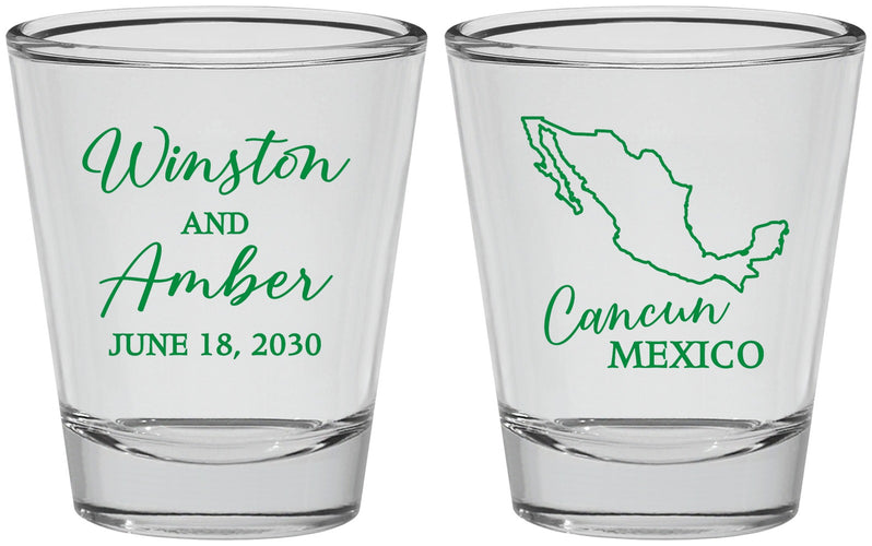 Personalized Wedding Shot Glasses - Mexico | 534