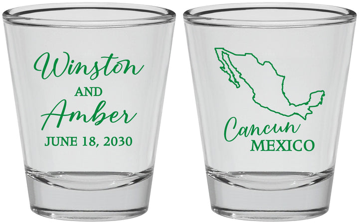 Personalized Wedding Shot Glasses - Mexico | 534