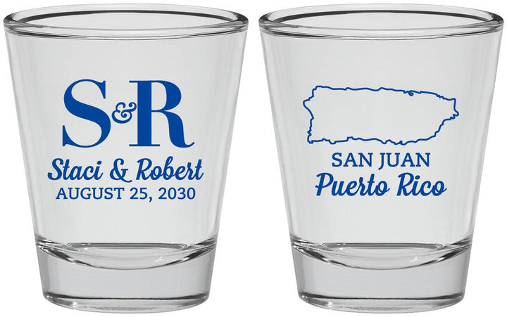 Personalized Wedding Shot Glasses - Puerto Rico | 538