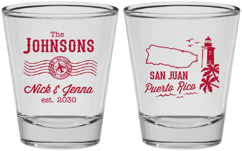 Personalized Wedding Shot Glasses - Puerto Rico | 539