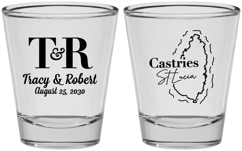 Personalized Wedding Shot Glasses - St Lucia | 540