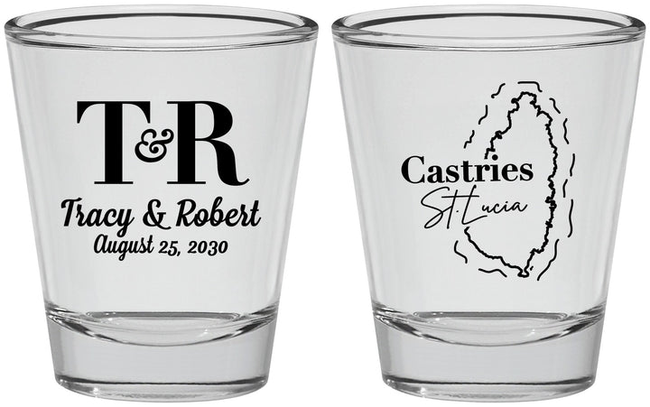 Personalized Wedding Shot Glasses - St Lucia | 540