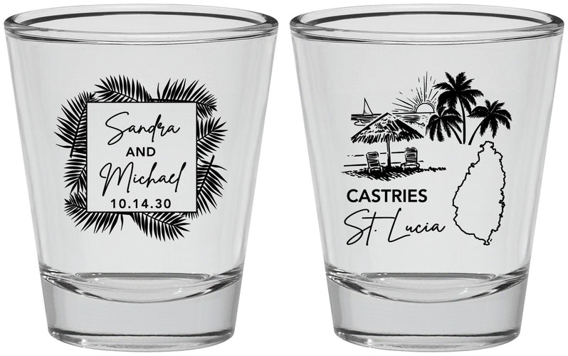 Personalized Wedding Shot Glasses - St Lucia | 541