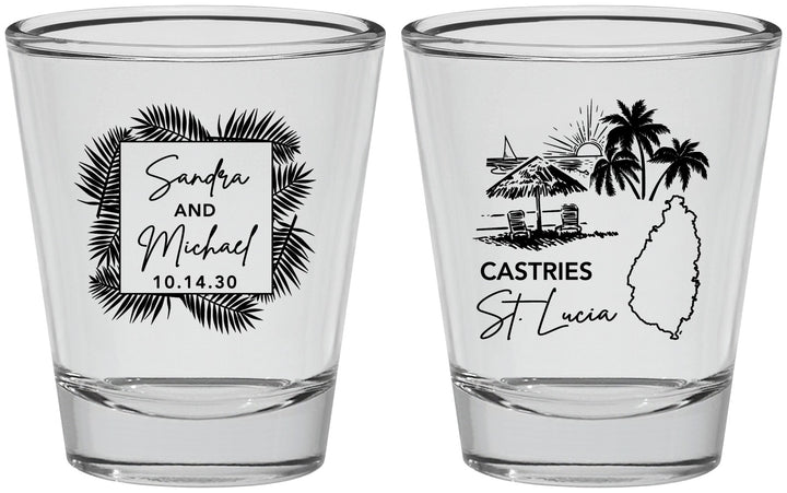 Personalized Wedding Shot Glasses - St Lucia | 541