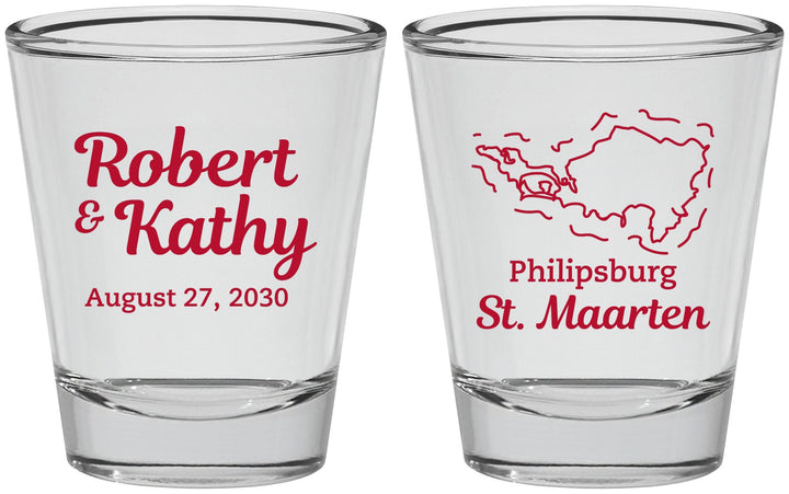 Personalized Wedding Shot Glasses - St Maarten | 542