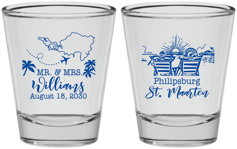 Personalized Wedding Shot Glasses - St Maarten | 543