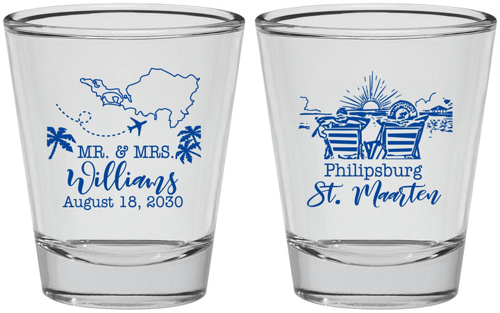 Personalized Wedding Shot Glasses - St Maarten | 543