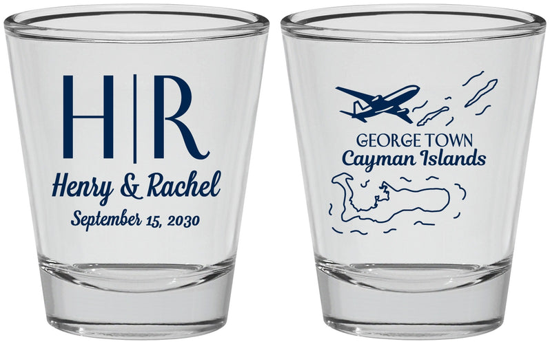 Personalized Wedding Shot Glasses - Cayman Island | 544