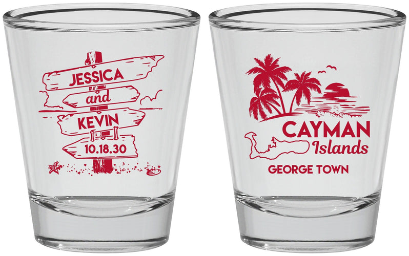 Personalized Wedding Shot Glasses - Cayman Island | 545