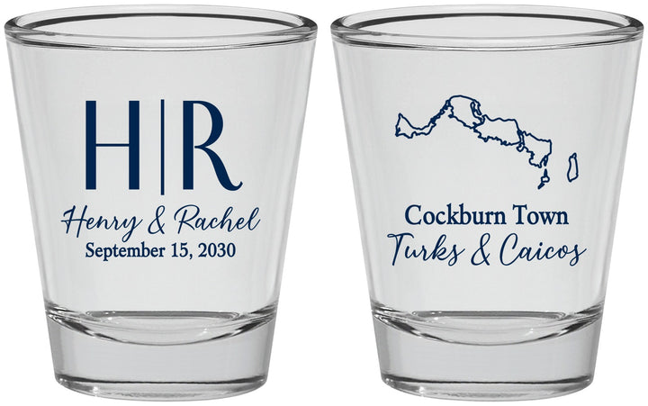 Personalized Wedding Shot Glasses - Turks And Caicos | 546