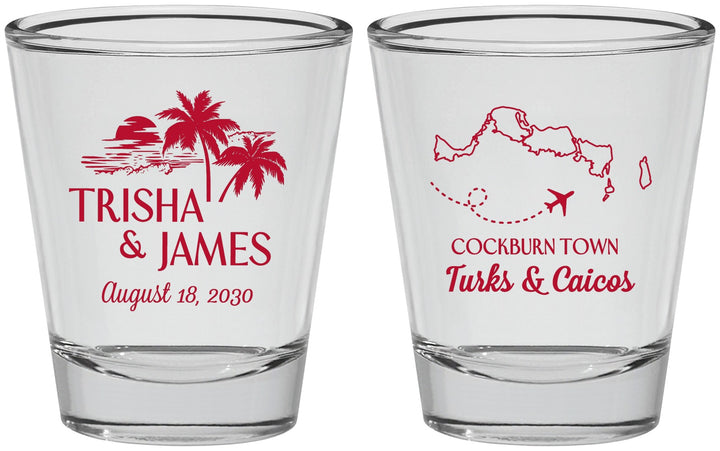 Personalized Wedding Shot Glasses - Turks And Caicos | 547