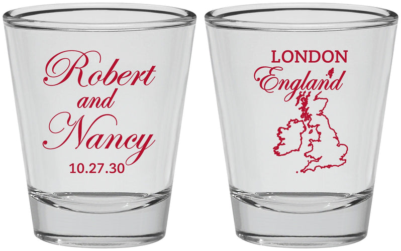Personalized Wedding Shot Glasses - England | 548