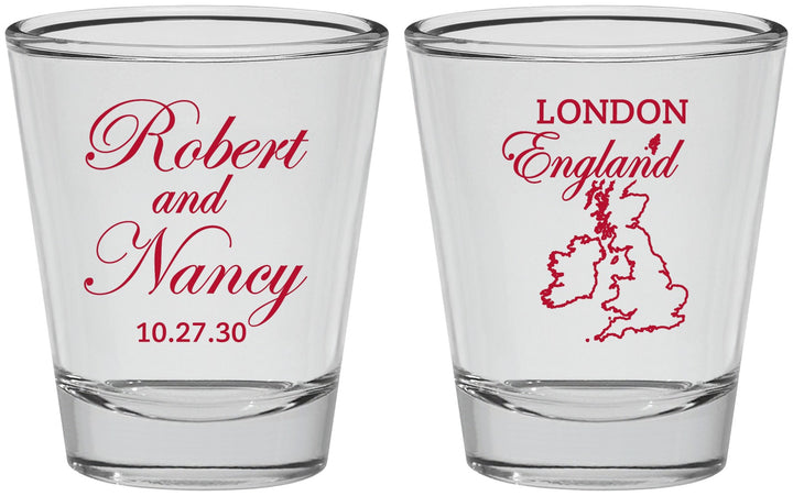 Personalized Wedding Shot Glasses - England | 548