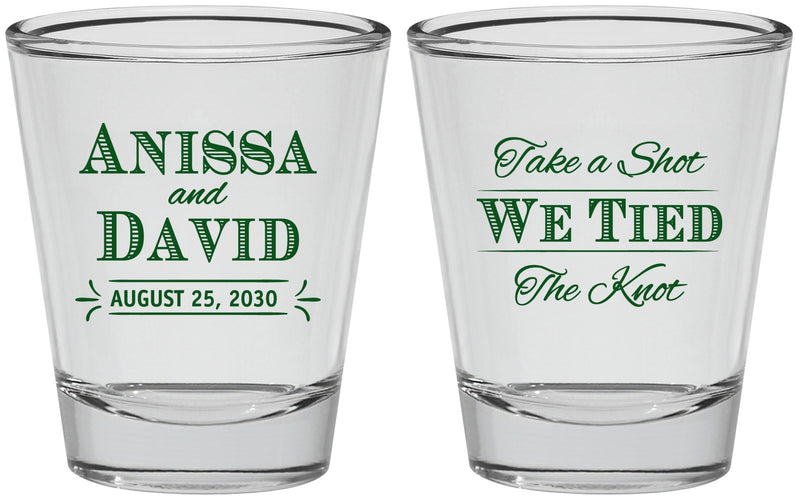 Personalized Wedding Shot Glasses - Take A Shot We Tied The Knot | 551