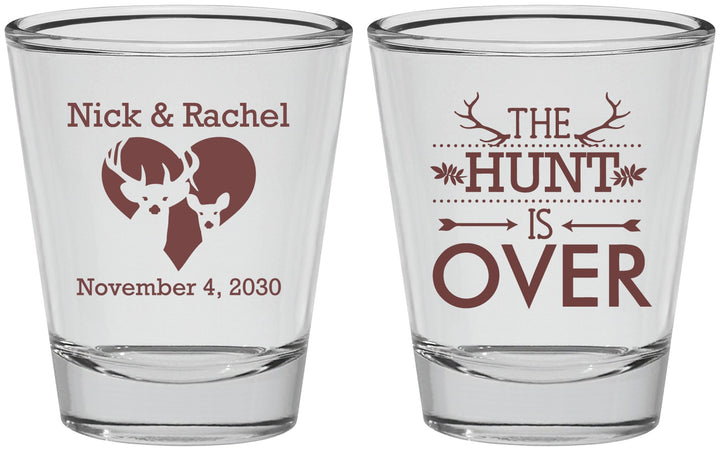 Personalized Wedding Shot Glasses - The Hunt Is Over | 554