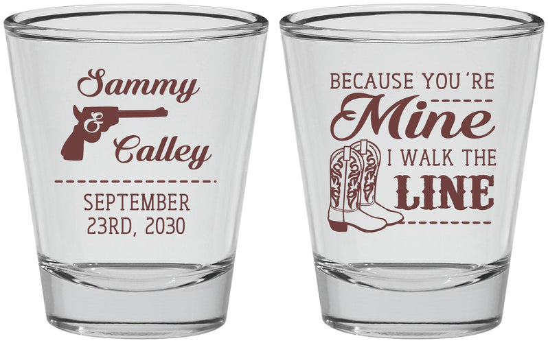 Personalized Wedding Shot Glasses - I Walk The Line | 555