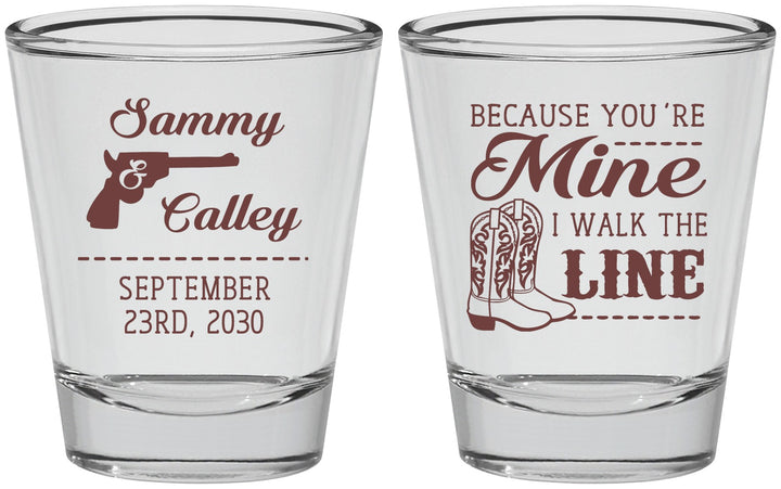 Personalized Wedding Shot Glasses - I Walk The Line | 555