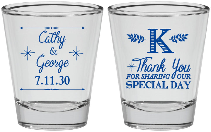 Personalized Wedding Shot Glasses - Monogram | 556