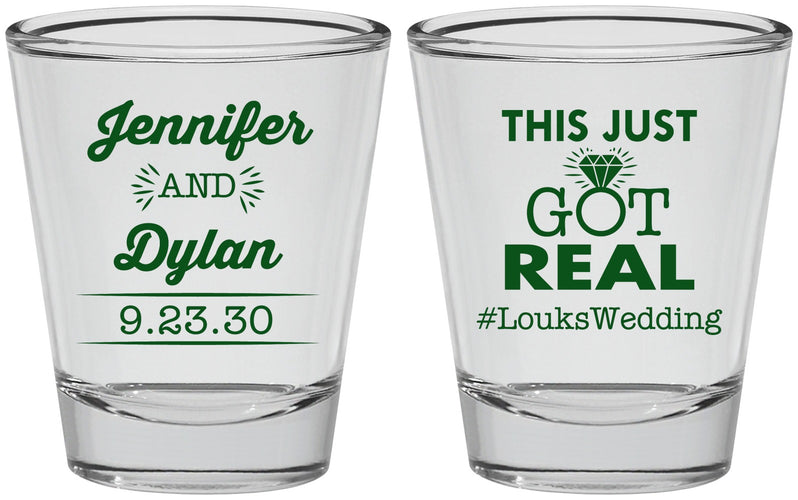 Personalized Wedding Shot Glasses - Just Got Real | 557