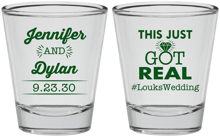Personalized Wedding Shot Glasses - Just Got Real | 557