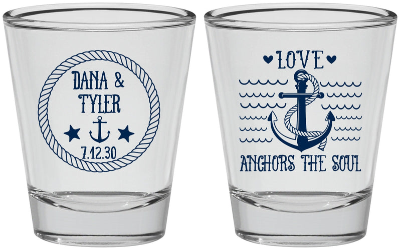 Personalized Wedding Shot Glasses - Anchor The Soul | 558