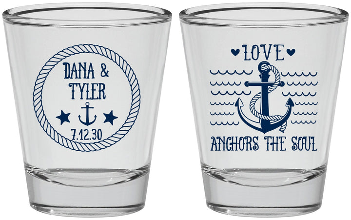 Personalized Wedding Shot Glasses - Anchor The Soul | 558