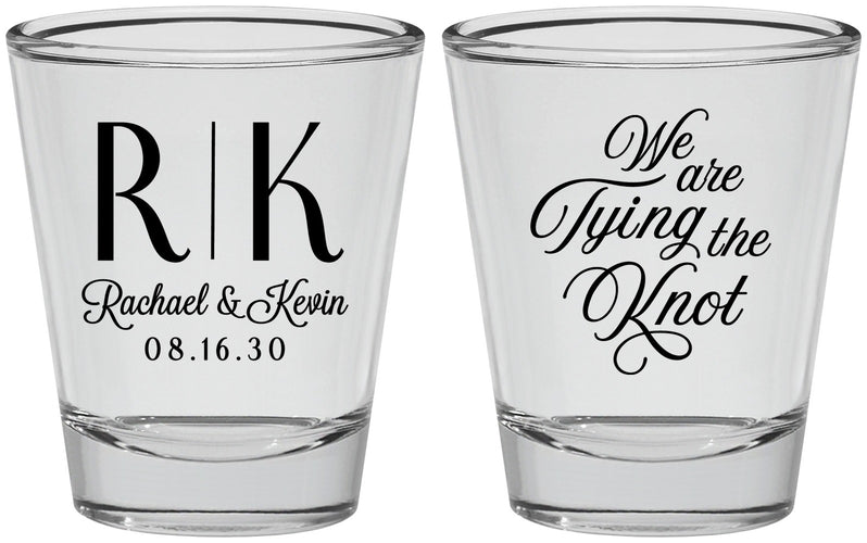 Personalized Wedding Shot Glasses - Monogram Tying Knot | 559