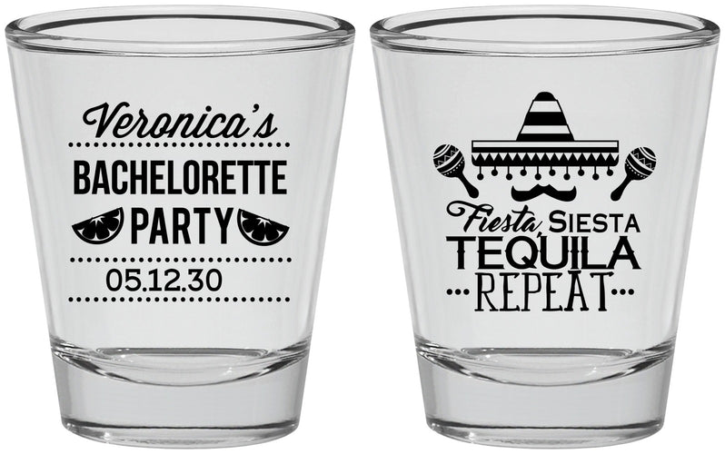 Personalized Bachelorette Shot Glasses - Fiesta Siesta Tequila Repeat | 60000
