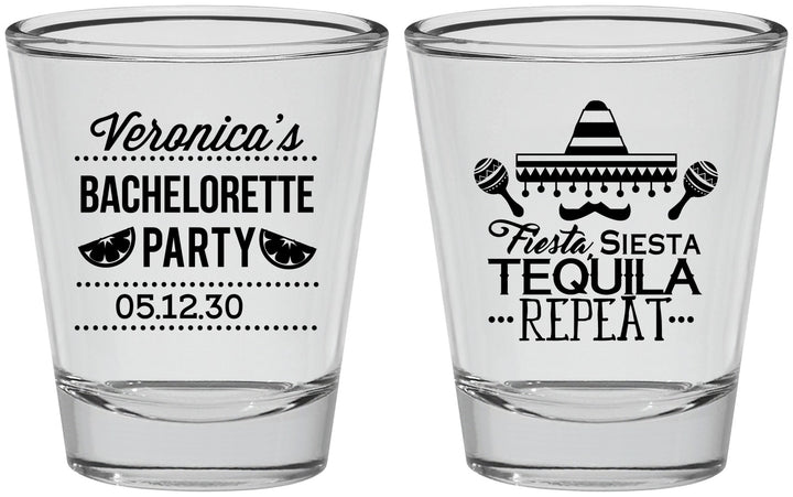 Personalized Bachelorette Shot Glasses - Fiesta Siesta Tequila Repeat | 60000