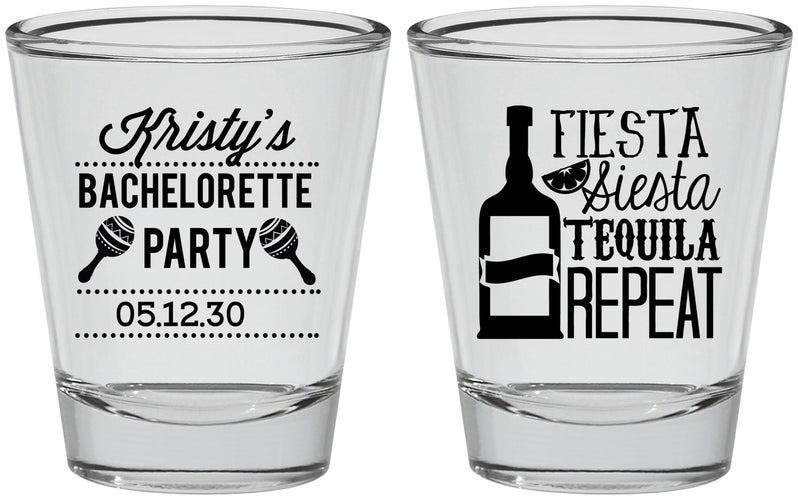 Personalized Bachelorette Shot Glasses - Fiesta Siesta Tequila Repeat | 60002