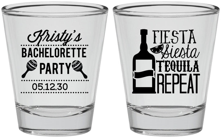 Personalized Bachelorette Shot Glasses - Fiesta Siesta Tequila Repeat | 60002