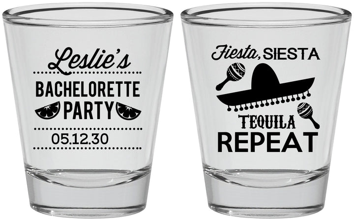 Personalized Bachelorette Shot Glasses - Fiesta Siesta Tequila Repeat | 60003