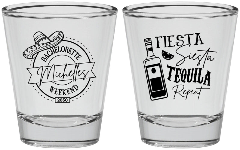 Personalized Bachelorette Shot Glasses - Fiesta Siesta Tequila Repeat | 60004