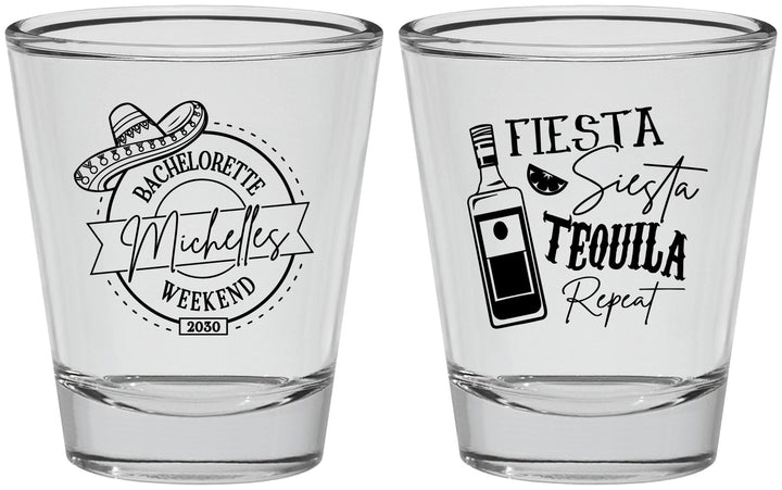 Personalized Bachelorette Shot Glasses - Fiesta Siesta Tequila Repeat | 60004