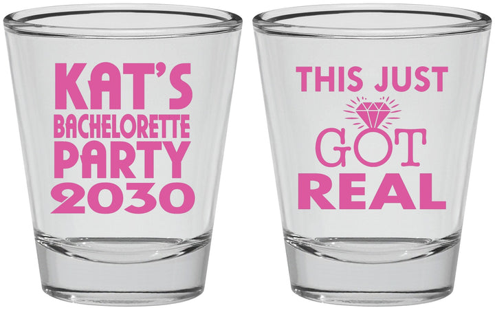 Personalized Bachelorette Shot Glasses - This Just Got Real | 60013