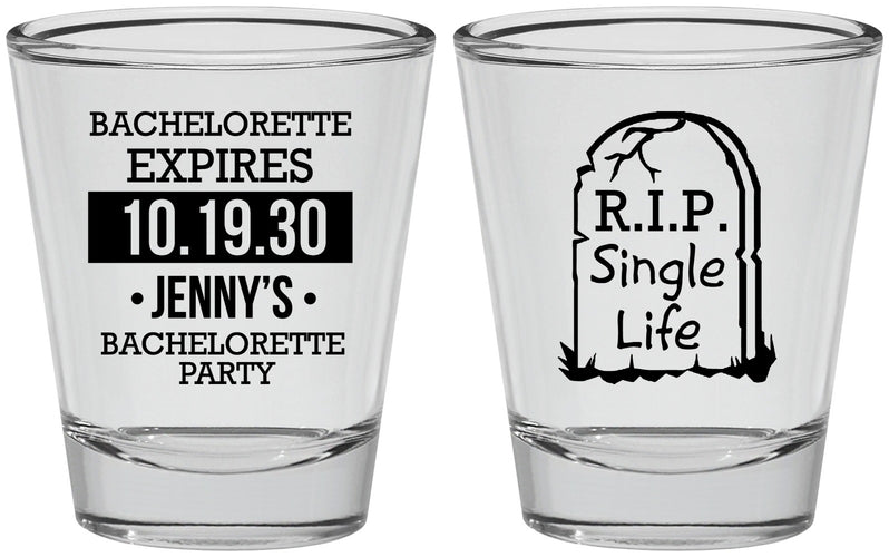 Personalized Bachelorette Shot Glasses - Rip Single Life | 60014