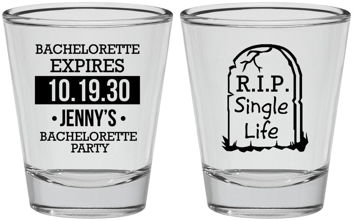 Personalized Bachelorette Shot Glasses - Rip Single Life | 60014