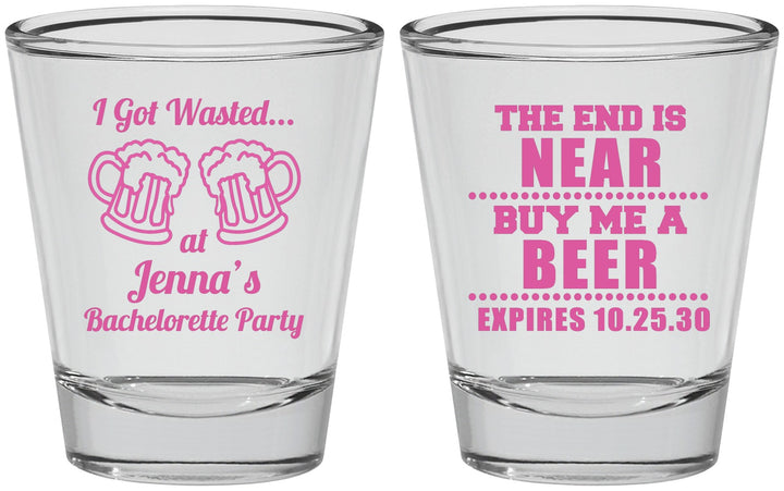 Personalized Bachelorette Shot Glasses - I Got Wasted | 60015