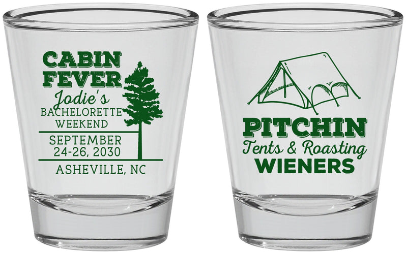 Personalized Bachelorette Shot Glasses - Camping | 60019
