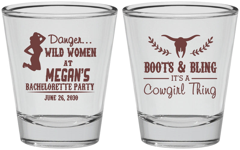 Personalized Bachelorette Shot Glasses - Boots And Bling | 60023