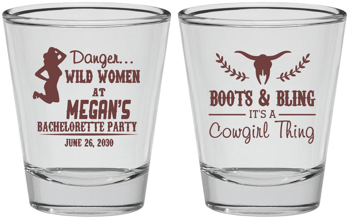 Personalized Bachelorette Shot Glasses - Boots And Bling | 60023