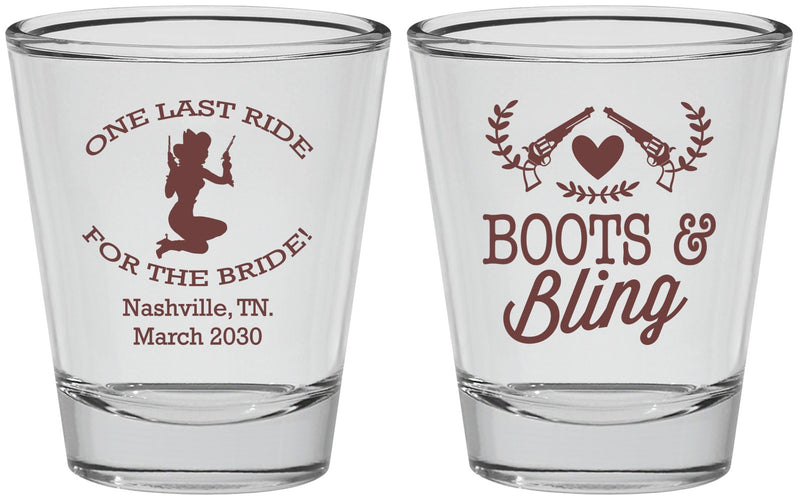 Personalized Bachelorette Shot Glasses - One Last Ride | 60024