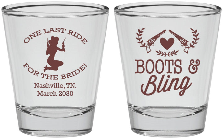 Personalized Bachelorette Shot Glasses - One Last Ride | 60024