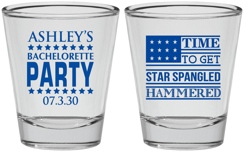 Personalized Bachelorette Shot Glasses - Star Spangled Hammered | 60025