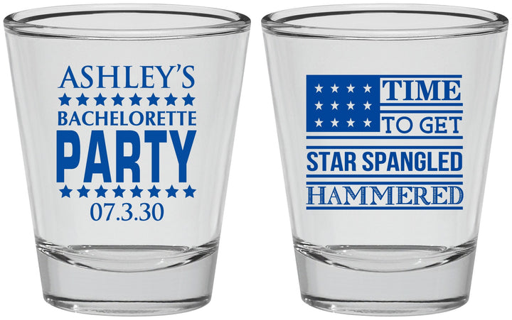 Personalized Bachelorette Shot Glasses - Star Spangled Hammered | 60025
