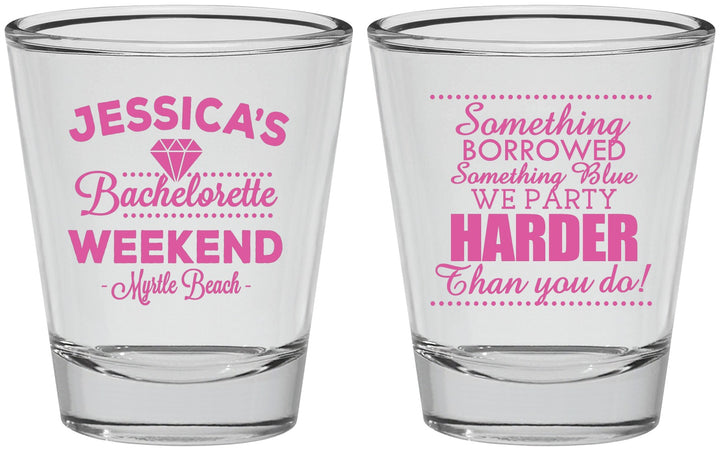 Personalized Bachelorette Shot Glasses - Something Borrowed | 60028