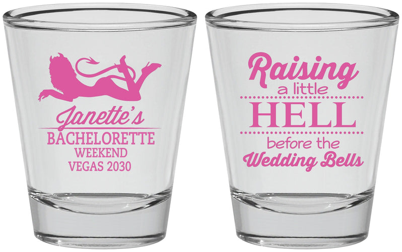Personalized Bachelorette Shot Glasses - Raising A Little Hell | 60030