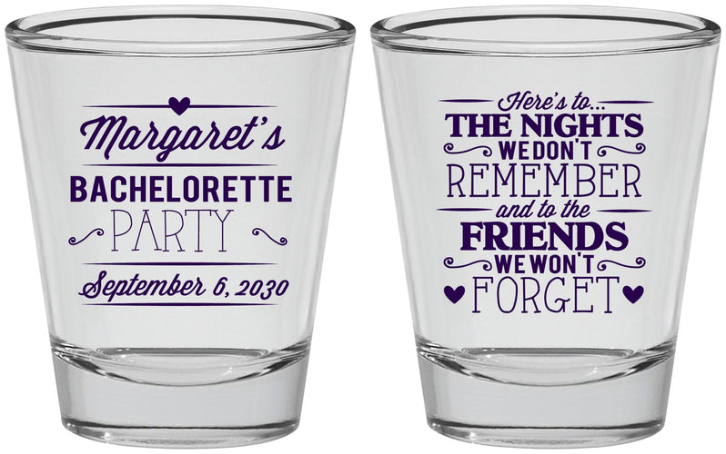 Personalized Bachelorette Shot Glasses - Nights Remember | 60034